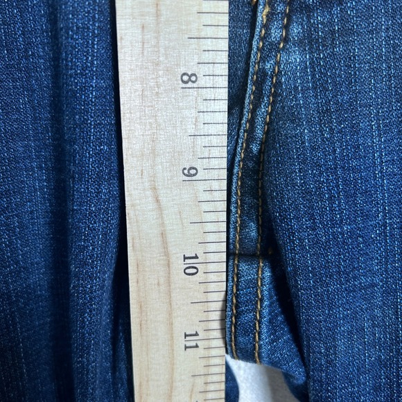 Boho Chic Embellished Denim Jeans Blue Floral Rhinestone Tassel Cuff Women's - Picture 6 of 16